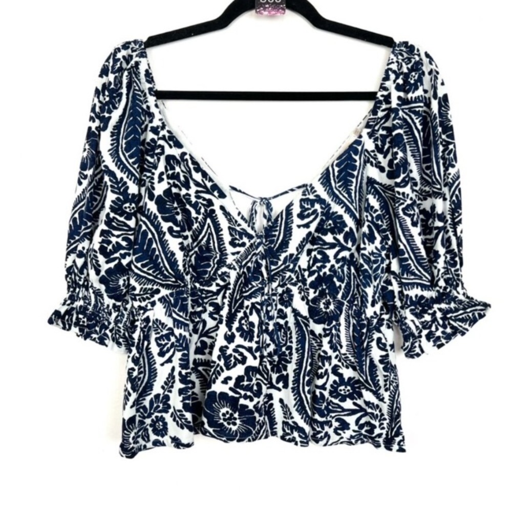 Miami Navy and White Patterned Blouse